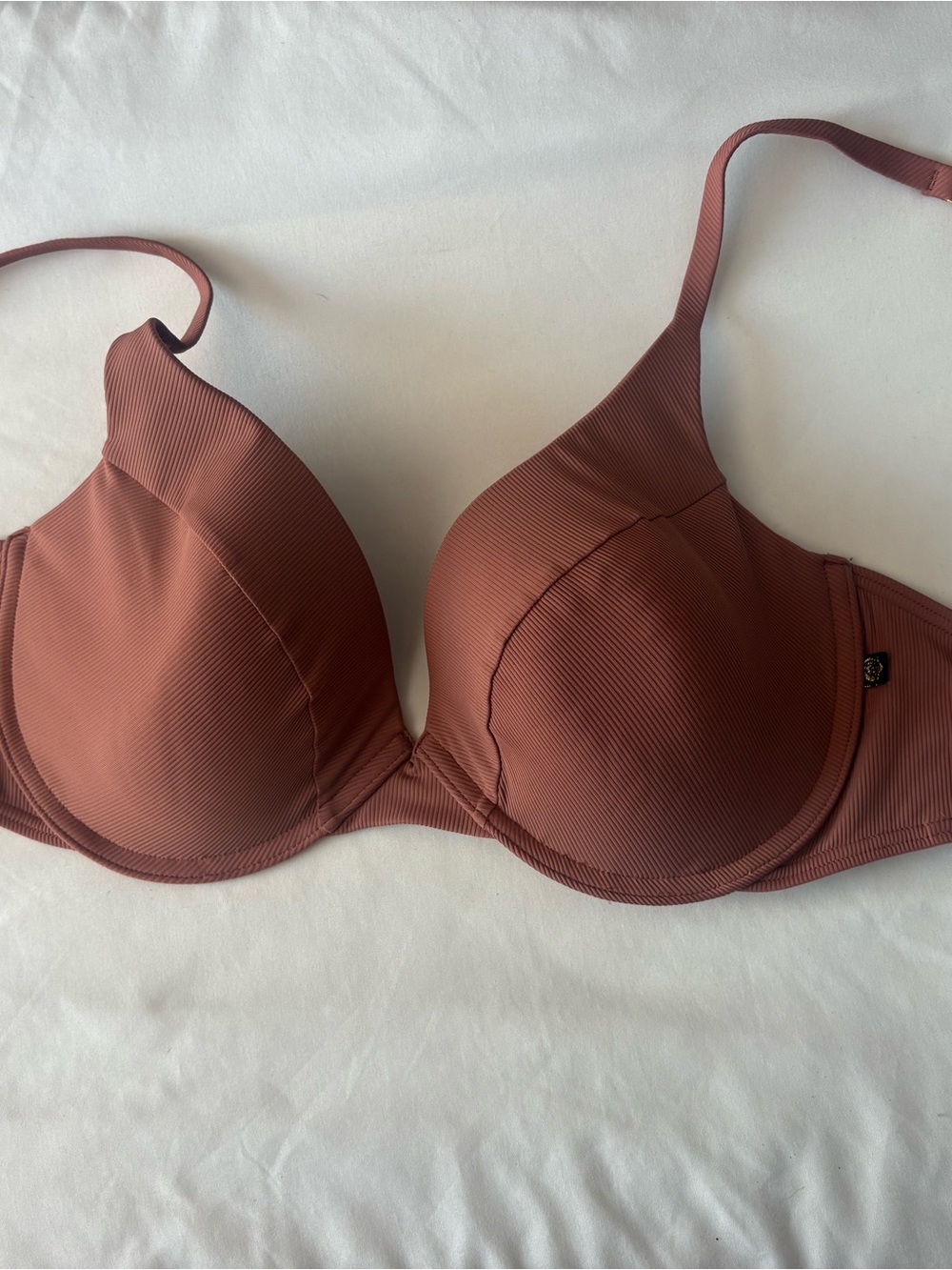 La Vie En Rose Ribbed Two-Piece Bikini in Dark Tan - Picture 4 of 6